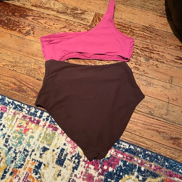 Anthropologie Jets Australia Versa One Shoulder Color Block Cutouts Swimsuit 12 - Picture 6 of 8